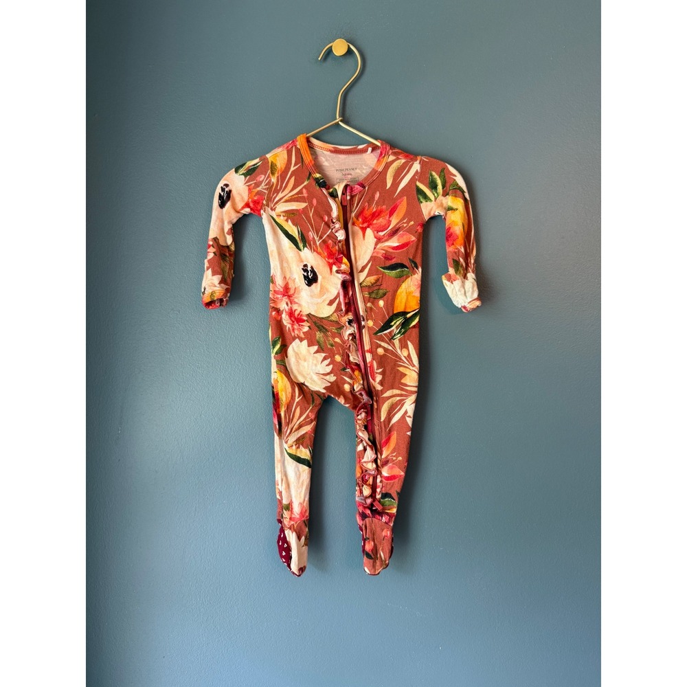 Posh Peanut Floral Ruffle Footie Bamboo Viscose Sleeper 0-3 Months
